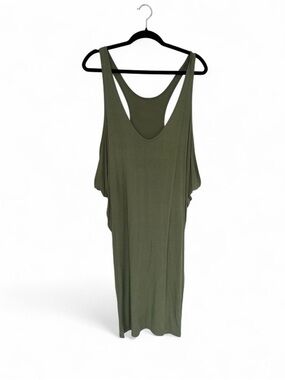 Tori Praver Olive Green Ruched Bodycon Swim Cover Up